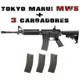 PACK M4 MWS Gas Blowback y 3 Cargadores Tokyo Marui