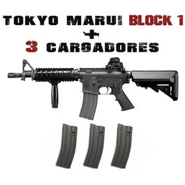 PACK M4 CQB-R Block.1 Gas Blowback y 3 Cargadores Tokyo Marui