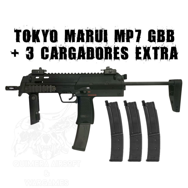 PACK MP7A1 GBB mas 3 cargadores extra Tokyo Marui - Negro
