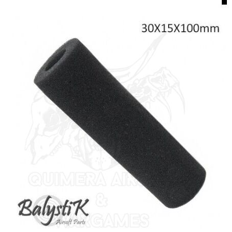 Espuma para Silenciador 30x15x100mm Balystick - Negro - Quimera Airsoft