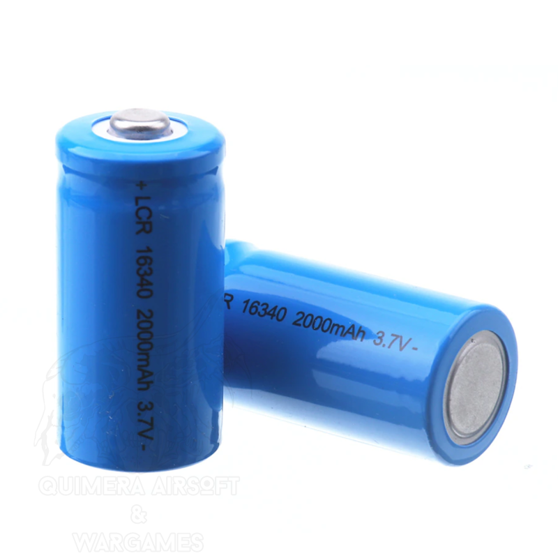 Baterias Recargables 16340 CR123a 3.7V 2000Mah 2 unds - Quimera Airsoft