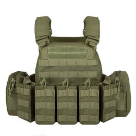 Chaleco Tactico tipo DCS Plate Carrier y pack de pouches abiertos para 5.56 Yakeda - OD
