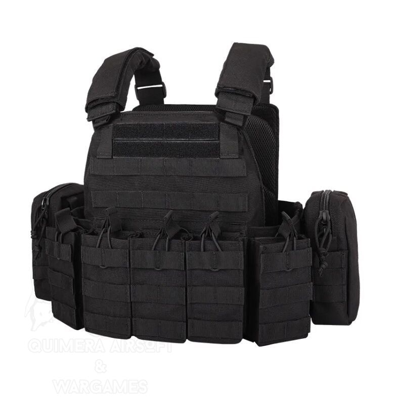 Chaleco Tactico tipo DCS Plate Carrier y pack de pouches abiertos para 5.56 - Coyote Brown