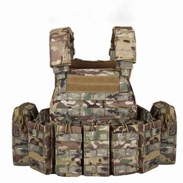 Chaleco Tactico tipo DCS Plate Carrier y pack de pouches abiertos para 5.56 - Multicam