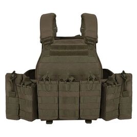 Chaleco Tactico tipo DCS Plate Carrier y pack de pouches abiertos para 5.56 Yakeda - Ranger Green