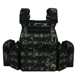 Chaleco Tactico tipo DCS Plate Carrier y pack de pouches abiertos para 5.56 Yakeda - Multicam Black