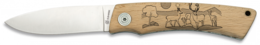 Navaja con cachas de madera con grabado de ciervos 8cm Albainox